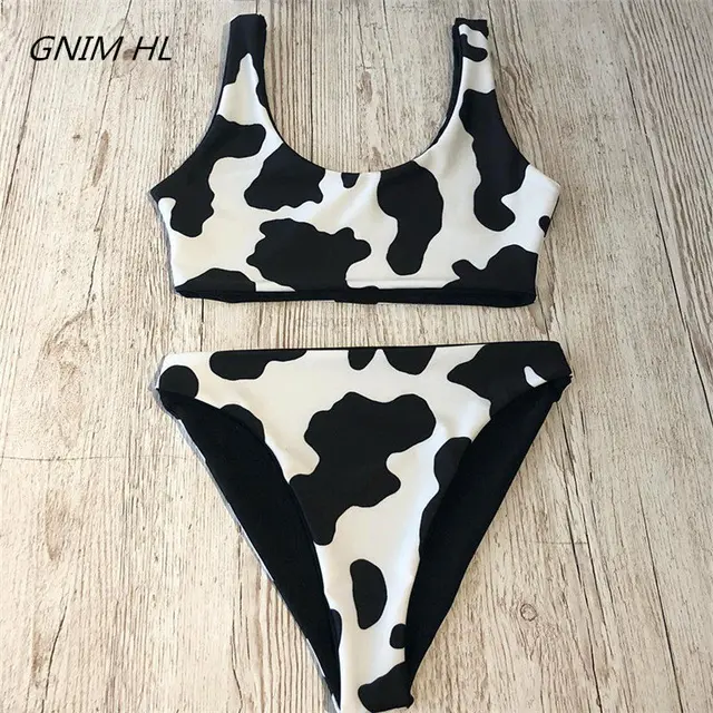 US $8.43 Sexy Bikini Mujer 2019 New Cow Print Swimsuit Women Two Pieces Push Up Biquini Brazilian Swimming S
