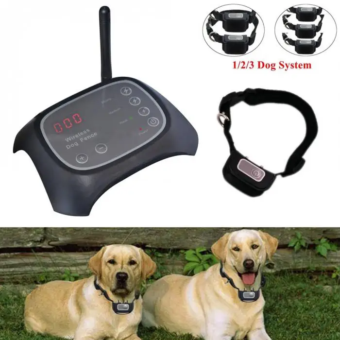 

Wireless Electric Pets Dog Training Collar Fence Containment Waterproof Transmitter Training System 2018ing