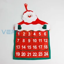 Christmas Advent Calendar Countdown Santa Xmas Gift Pockets Handing Wall  Model Calendary