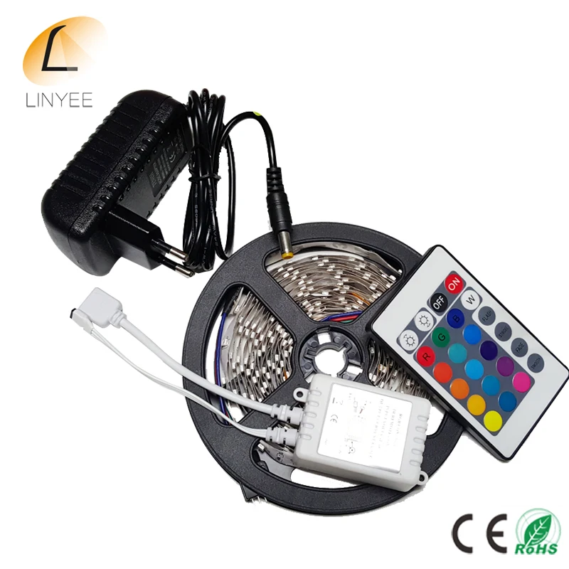 

Linyee Non-waterproof RGB Led Strip Light 5M 300Leds 3528 DC12V Flexible Lighting String Ribbon Tape Lamp Home Decoration Lamp