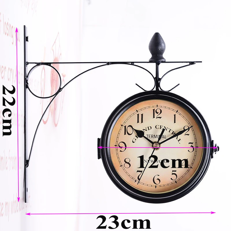 M195BRF Antique Flower Double Sided Wall Clock Home Decor Station Clock Gift 