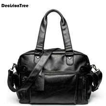 Новая классическая Водонепроницаемая Большая вместительная мужская дорожная сумка в стиле ретро, модная повседневная багажная сумка, мягкая кожаная дорожная сумка C258