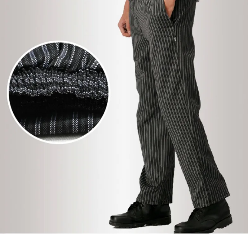 Newest hotel food service autumn Cook pants work pants checked striped chef unisex chef trousers