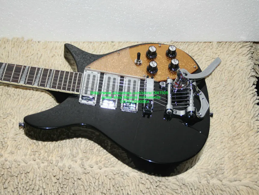 

Custom Black 325 330 Guitar gold colored pickguard 325 330 Custom 3 Pickups Electric Guitar bigbys Free Shipping