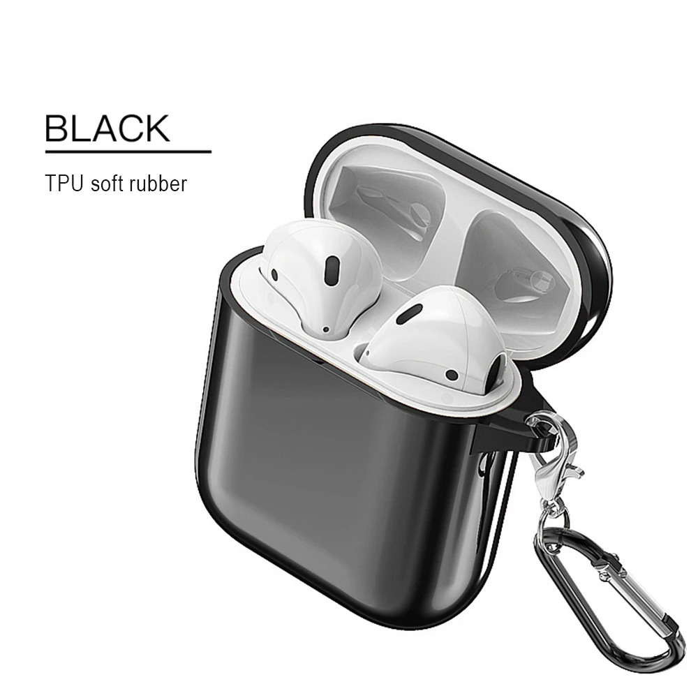 OTAO Plating Soft Silicone Case For Apple Airpods Shockproof Cover For Apple AirPods Earphone Case Ultra Thin Air Pods Protector - Цвет: Black