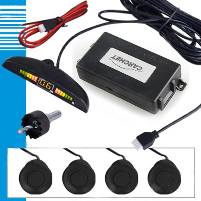 Car LED 4 Sensor Parking Reverse Backup Reversing Radar Radar Detectors Car Electronic