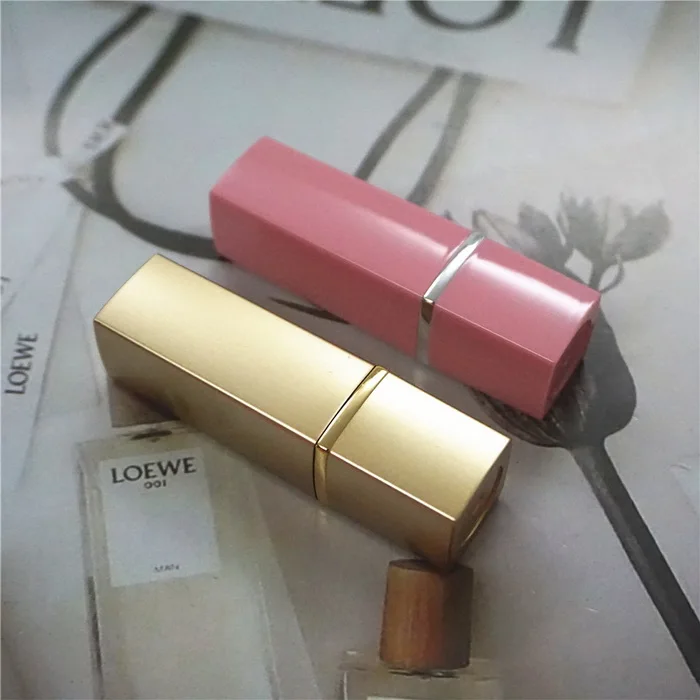 

500Pcs Empty Square Refillable Bottles Lipstick Tubes Lipstick Gloss Container Lipstick Lip Balm Tube Pink And Golden 12.1mm