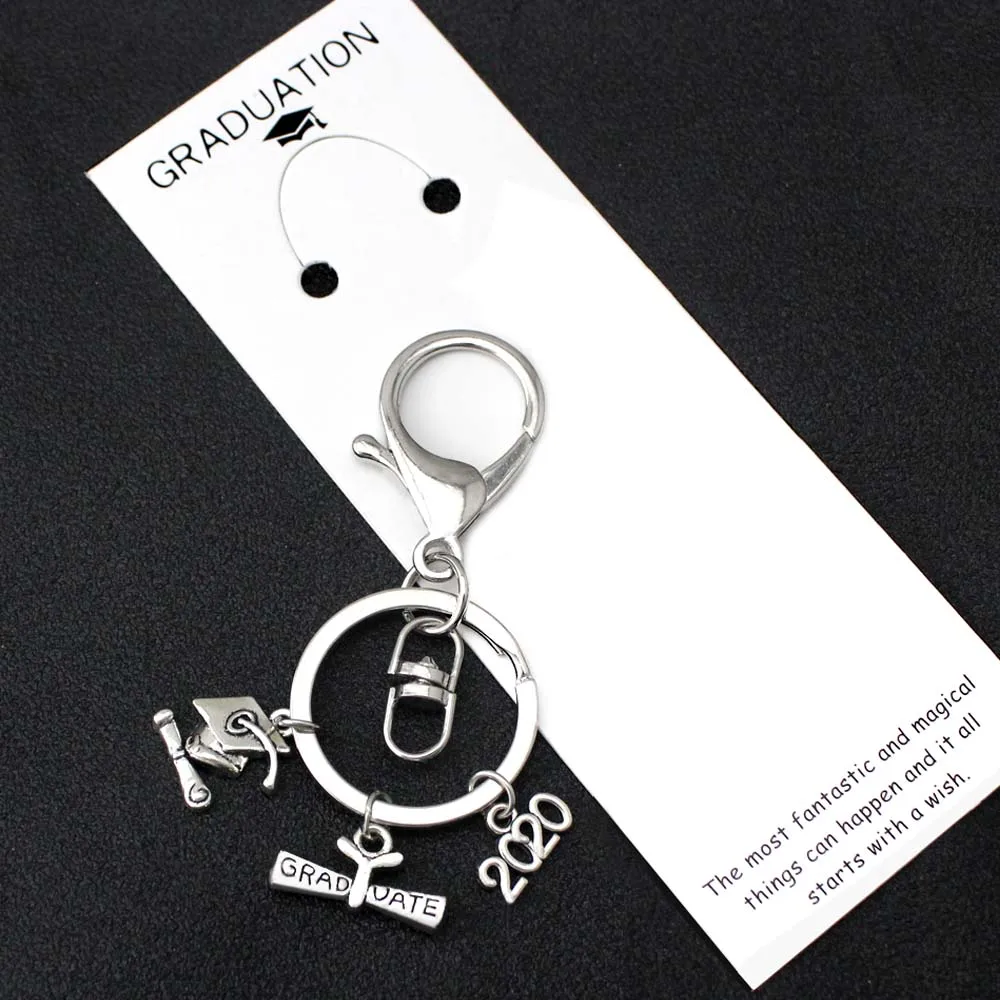 

2019 2020 Graduation Graduate Keychain Square College Cap Diploma Senior Keychains Teacher Key Chain Key Ring Women Men Jewelry