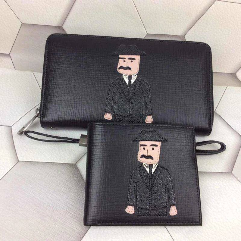 2019 Time-limited Limited Short Genuine Leather D&ga Brand Togo Trends 's Mafia Collage Doll Embossed Maffia Wallet Leathrt