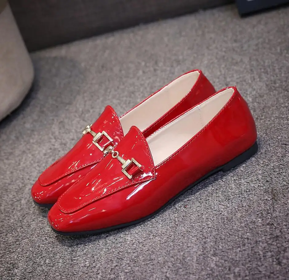 

2019 Luxury Brand Women patent Slip-On Ballet Flats Zapatillas mujer Woman Shoes Spring Autumn Shallow dress shoes Ladies Shoes
