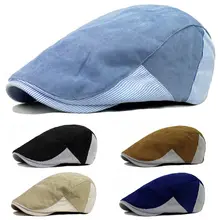 Мужская простая Хлопковая полосатая Кепка для гольфа, для вождения, плоская, берет газетчика, Спортивная Кепка, CSHAT0009