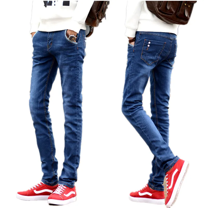 

Men's Middle-waisted jeans in the spring autumn 2017 male fashion high-grade Thin body elastic solid color denim trousers