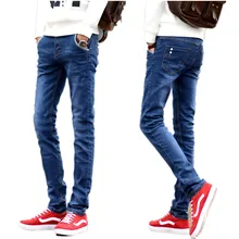Männer Mittleren taille jeans im frühjahr herbst 2017 männlichen mode hochwertigen Dünnen körper elastische feste farbe denim-hosen
