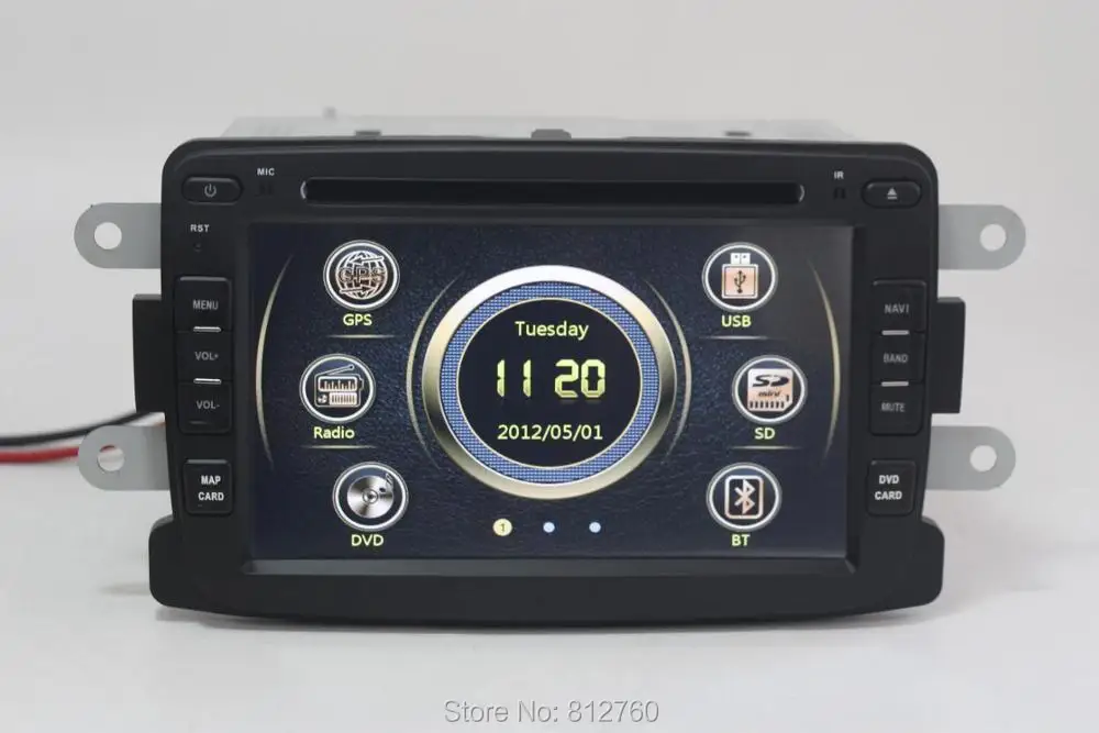 Excellent 2 din 7" Car DVD Player for Renault Duster Sandero Logan with GPS Navigation Radio Stereo TV Bluetooth Audio Video Gift map 0