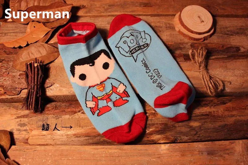 Носки для косплея «Супермен», «Бэтмен», «Зеленый Фонарь», для женщин и мужчин, «флэш чудо-женщина», короткие носки, Пара спортивных носков, 5 стилей - Цвет: superman-2