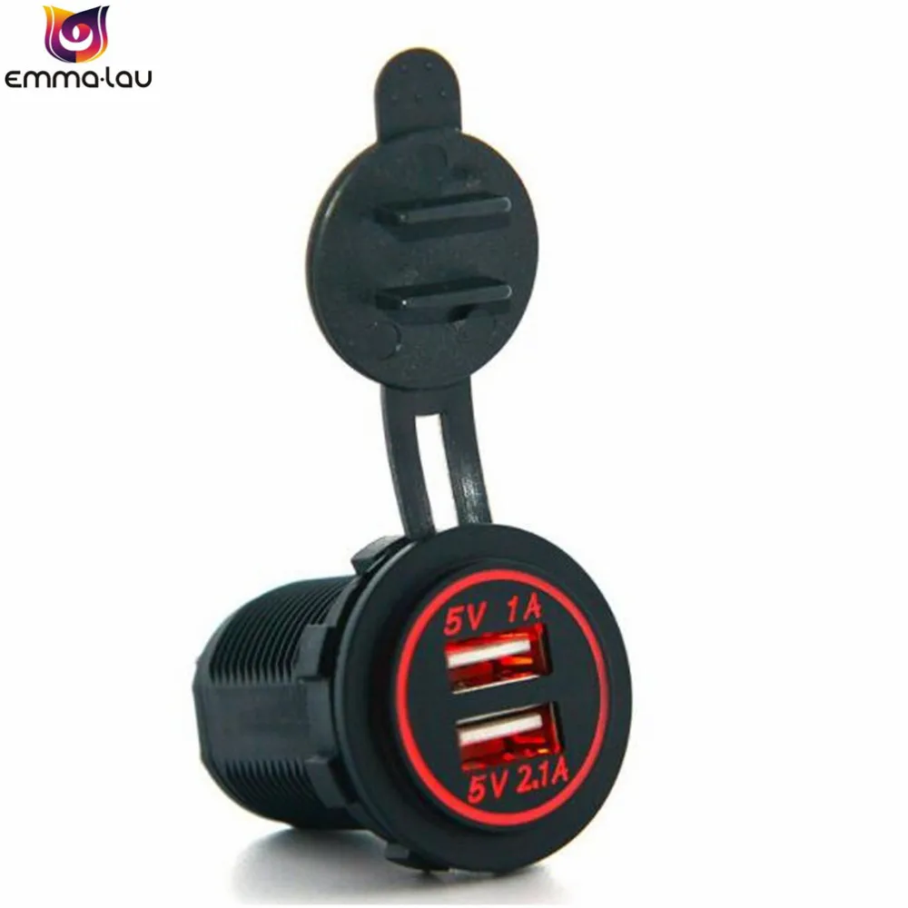 Beautiful LED! 12V 24V Car Dual USB Charger Socket Power Outlet Adapter