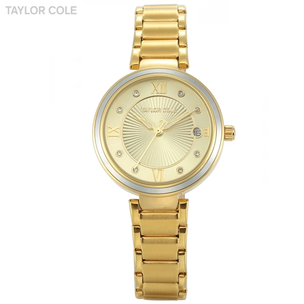 Taylor Cole Golden Aglaia Roman Date Crystal Woman Montre Femme Steel Metal Strap Quartz Analog Casual Watch With Gift Box Tc067 Watch With Watch Casualwatch Watch Aliexpress