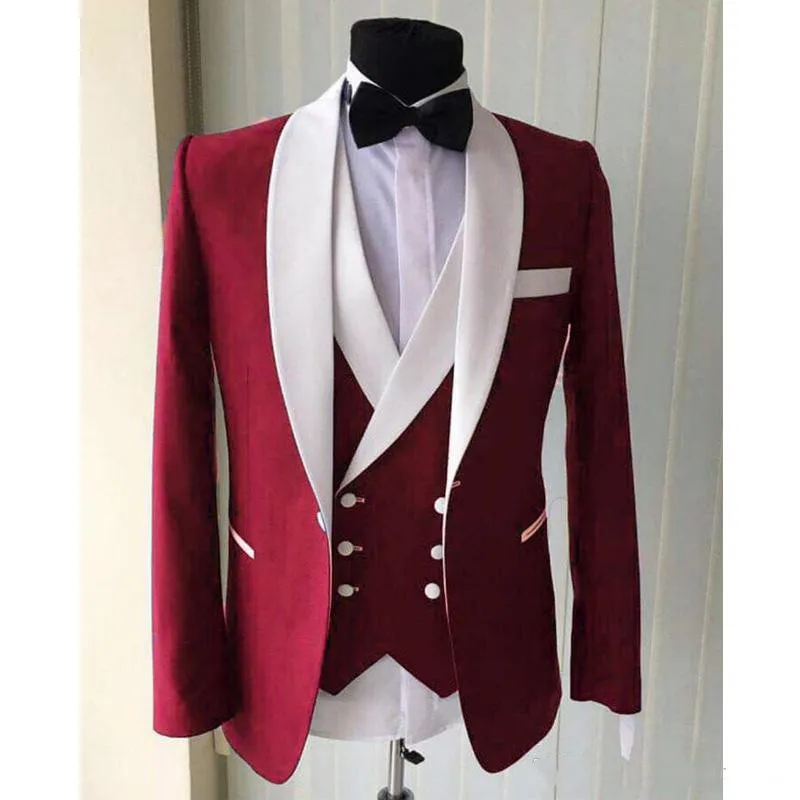 

High Quality One Button Groomsmen Shawl Lapel Groom Tuxedos Men Suits Wedding/Prom Best Man Blazer ( Jacket+Pants+Tie+Vest) A160