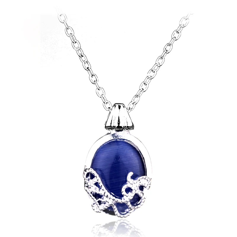 

HOT SELL Vampire Diaries Classic Necklace Charm Jewelry Elena Gilbert Vintage Noble Blue Stone Pendant Fans Gift For Women Girl