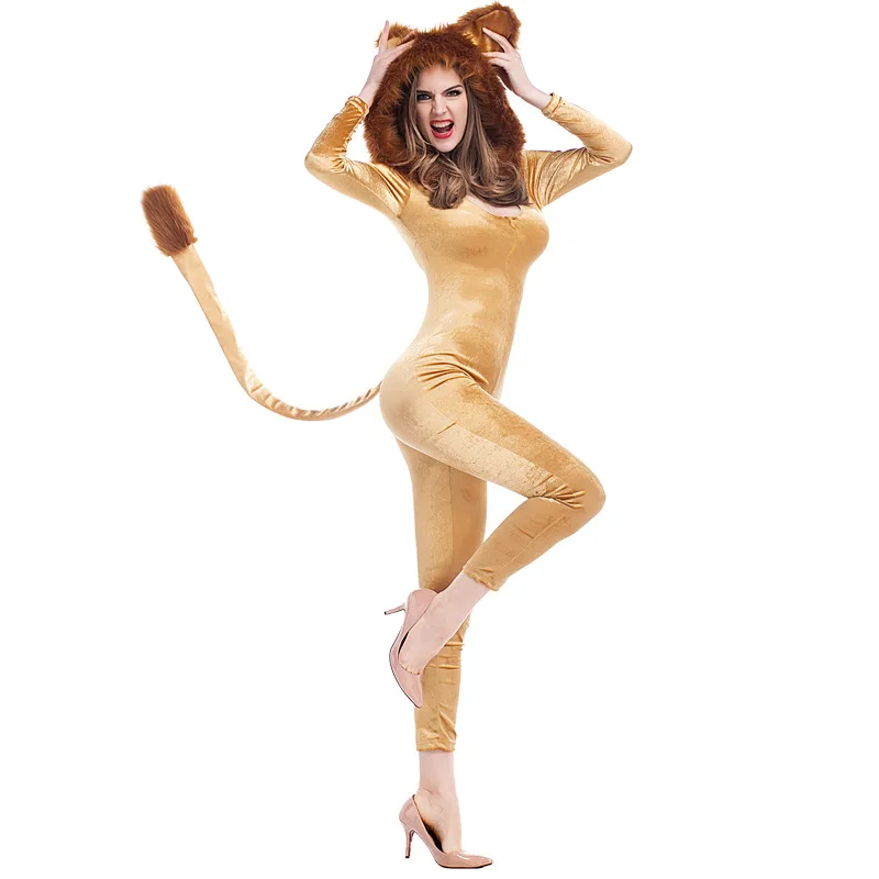 Женский костюм на Хэллоуин для взрослых, косплей, Король Лев, Волшебник страны Оз, длинные волосы, львы, комбинезоны, сценический костюм