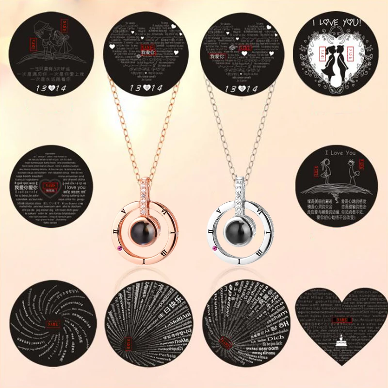Baratos Popular collar de nombre personalizado de 100 idiomas te amo joyería personalizada collares de mujer regalo de Navidad para amante