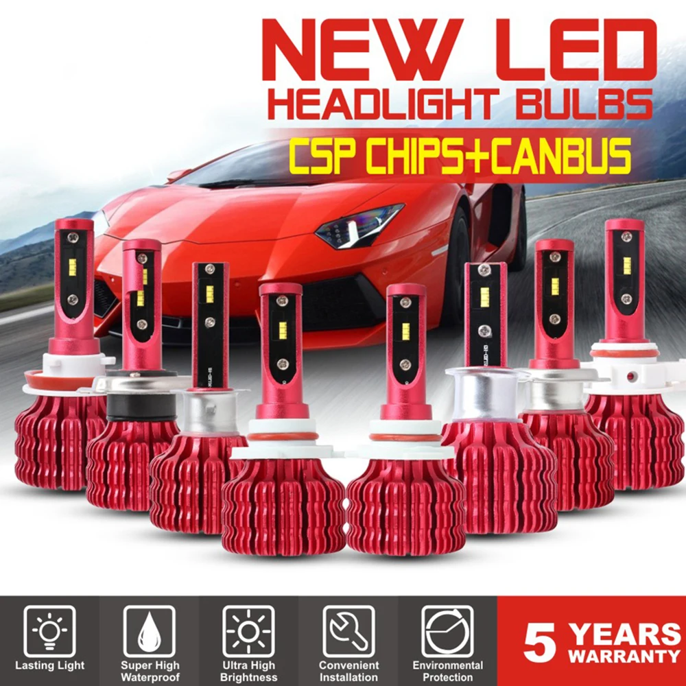 2 шт. H1 H7 H11 9005 9006 H4 10000LM 100 Вт Светодиодные Автомобильные фары комплект турбинные