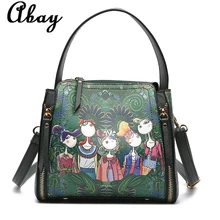 Новая модная роскошная женская сумка-мессенджер на двойной молнии с мультипликационным принтом, дизайнерская женская сумка, брендовая кожаная сумка через плечо