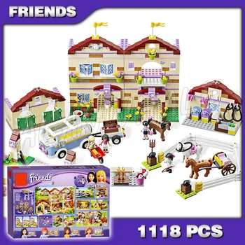 

1118pcs Friends Heartlake Summer Riding Camp Horses Girls assembled Equestrian 10170 Building Blocks toys Compatible with Lago