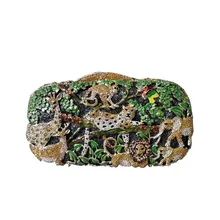 Luxury Safari Animal Purse Women Evening Bag Crystal Clutch Zoo Pattern Party Handbag Purse Diamonds Hollow Out High Quality