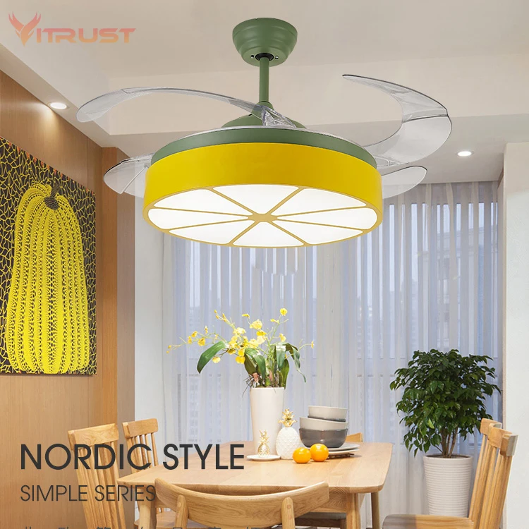 Us 186 3 31 Off Ceiling Fans With Lights Modern 4 Blade Invisible Ceiling Fan Chandelier Light With 3 Color Dimming Fan Lights For Dining Living In