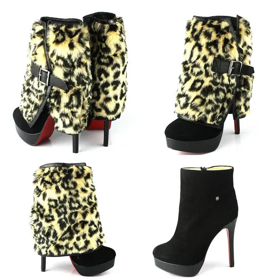 leopard low heel ankle boots