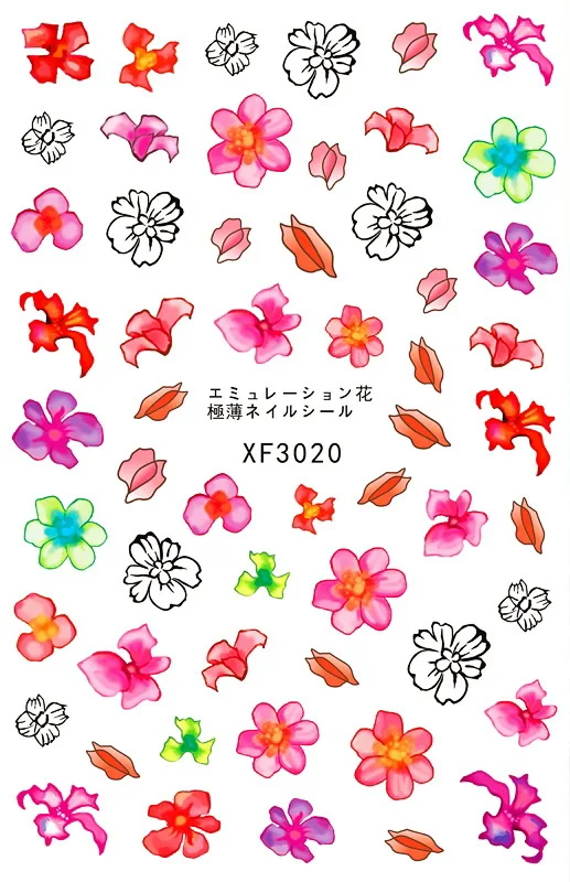 3D милый дизайн ногтей украшение Япония цветок любовь девушка ногтей наклейки с подсолнухами наклейка лист наклейка перо японский дизайн ногтей - Цвет: XF3020