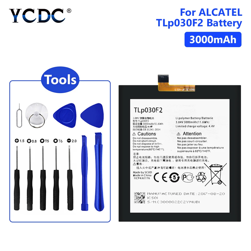 

3000mAh TLp030F2 Battery For Alcatel One Touch Idol 4S OT-6070K 6070Y Lithium Polymer Mobile Phone Batteries Free Tools
