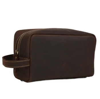 

Men's Real Leather Large Clutch Purse Pouch Wrist Bag Handbag Zipper wash Cosmetic bag