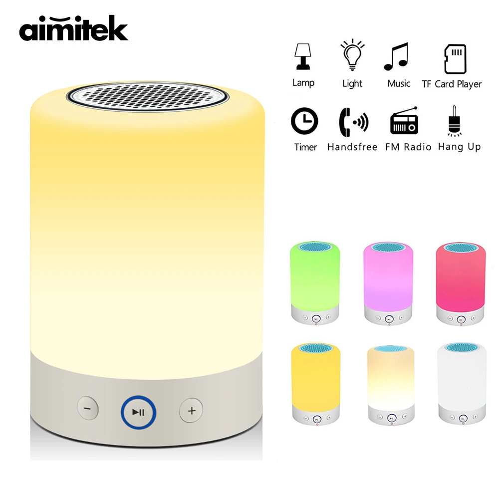 

L7 Light Portable Wireless Bluetooth Speaker Touch Sensor Adjustable Colorful LED Bedside Table Lamp FM Radio Support TF Card