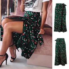 Шифоновая юбка летняя Длинная с принтом винтажная мода макси юбка Женская Повседневная Высокая талия гофрированные длинные юбки для женщин мягкая