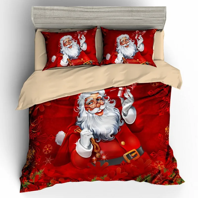 Рождественские 3d комплекты постельного белья, одеяло, пододеяльник, простыня, наволочка, королева, король, размер, постельное белье, 3 шт - Цвет: Красный
