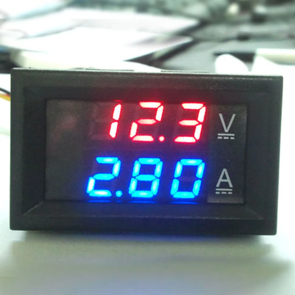 

Mini Digital Voltmeter Ammeter DC 100V 10A Panel Amp Volt Voltage Current Meter Tester Blue Red Dual LED Display High Accuracy