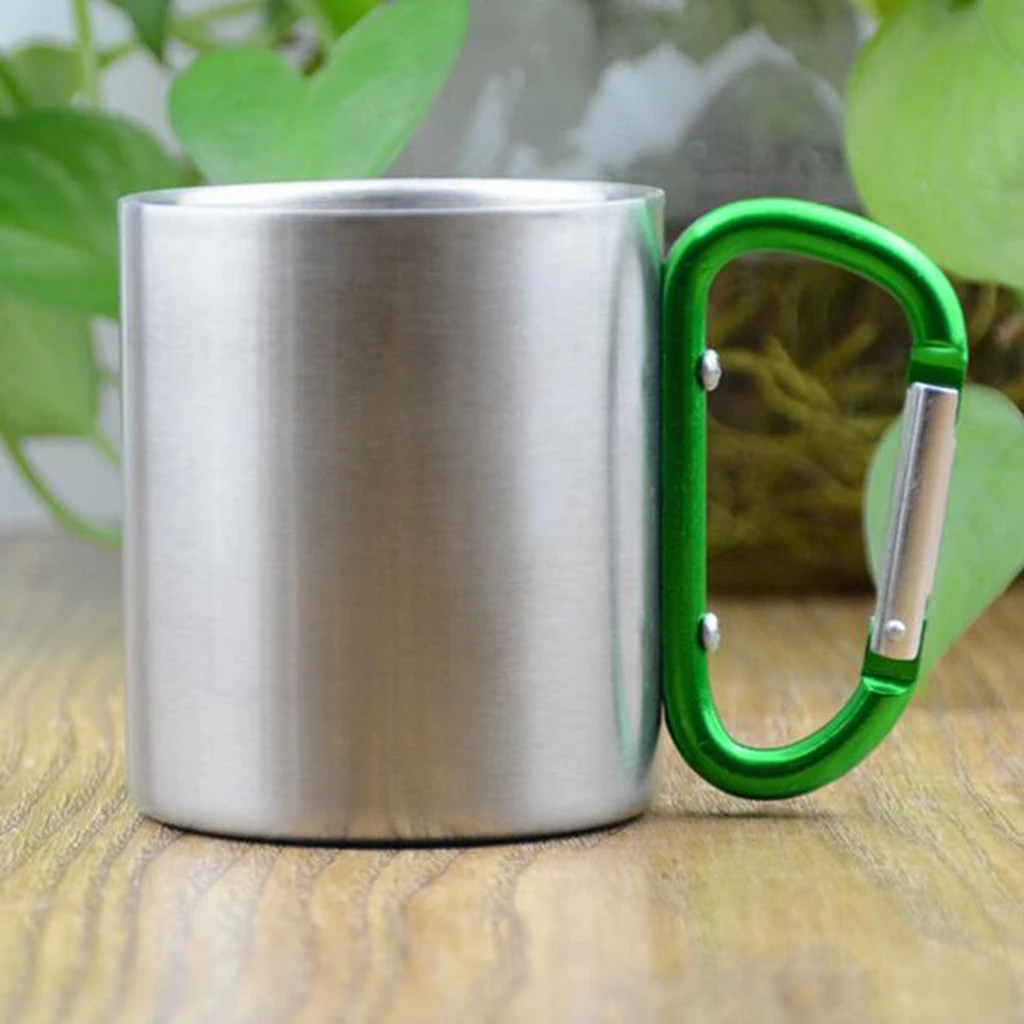 Amagogo 150ml Camping Mug Carabiner Lock Metal Outdoor Backpacking Travel Cups Beer Coffee For Climbing