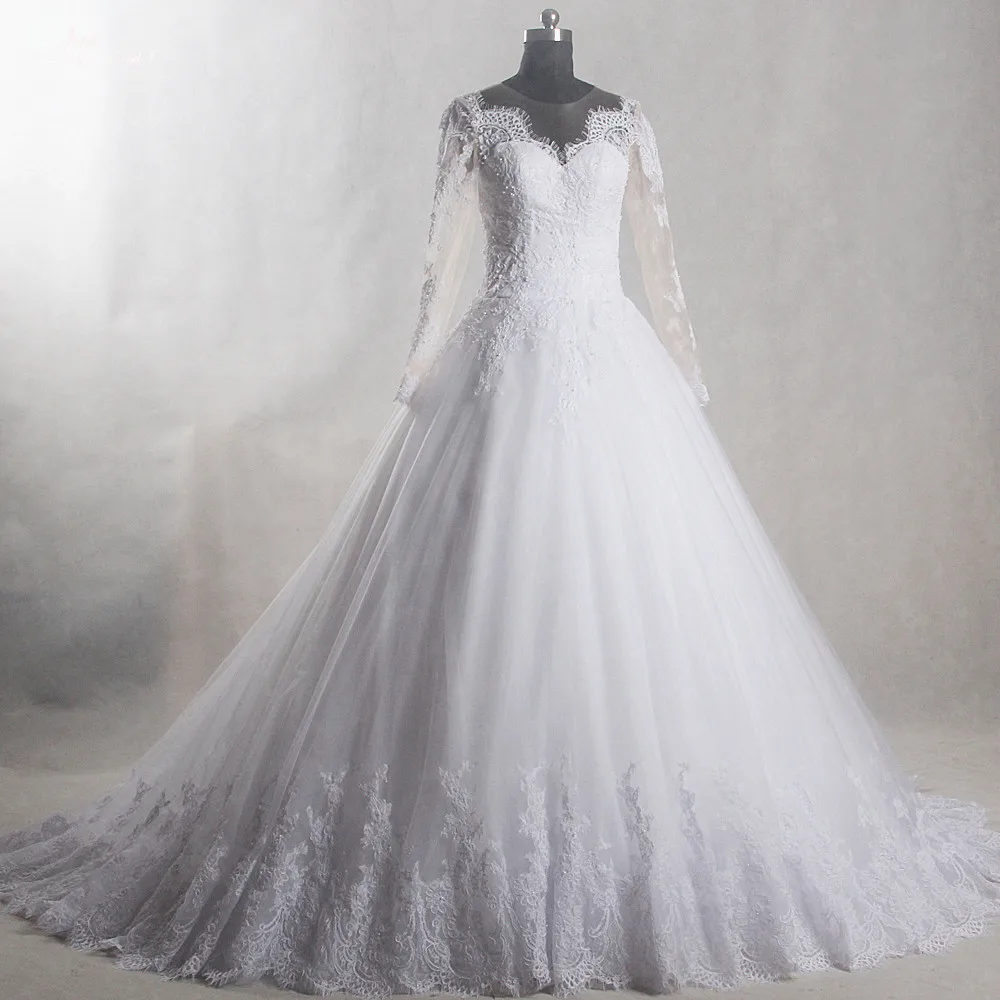 Rsw1269 yiaibridal реальной работы фотографии Элегантный французский Кружево Иллюзия декольте Vestido De Noiva princesa Vestido Longo branco