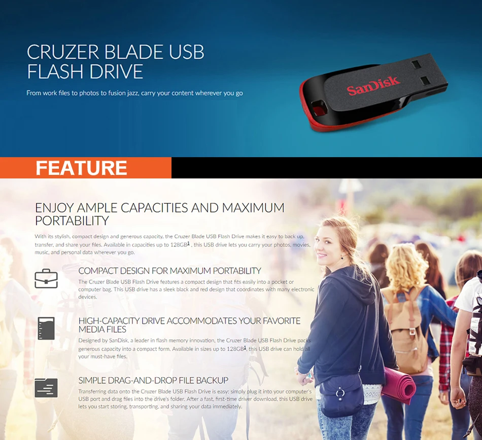 Sandisk CZ50 USB флеш-накопитель, мини-флеш-накопитель, автомобильная USB флешка, 8 ГБ, 16 ГБ, 32 ГБ, 64 ГБ, 128 ГБ, карта памяти, флешка