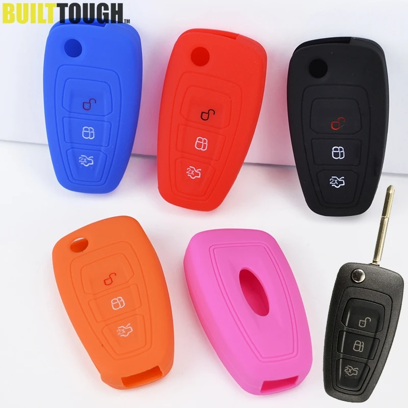 

3 BUTTON FIT FOR FORD FOCUS MK3 ST FIESTA RANGER MONDEO ECOSPORT ESCAPE KUGA FLIP KEY REMOTE SILICONE COVER CASE FOB SHELL