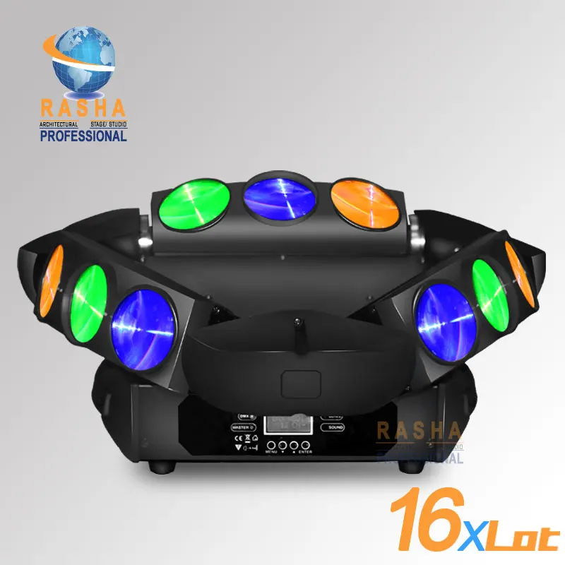 

16X LOT Rasha New 9pcs*12W 4in1 RGBW LED Spider Light,Triangle DMX Pixel LED Spider Beam For Stage Event Party,12/43CH