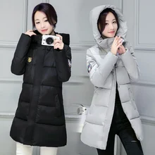 Дешевые wholesale2016new осень зима вниз хлопок длинный теплый мода повседневная Куртка женская тонкий плюс размер одежды женщины основные пальто