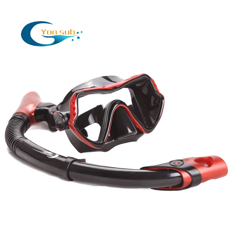 

Free Shipping Silicone Diving Mask, Dry Snorkel For Scuba Dive Set Diving Equipment/Red
