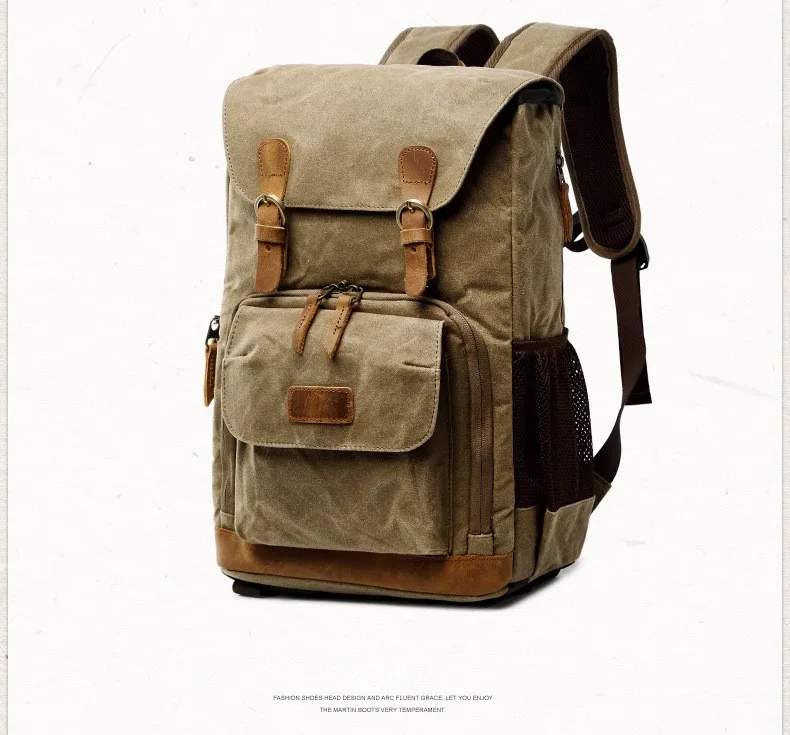 Side Display of Waterproof Canvas Camera Bag