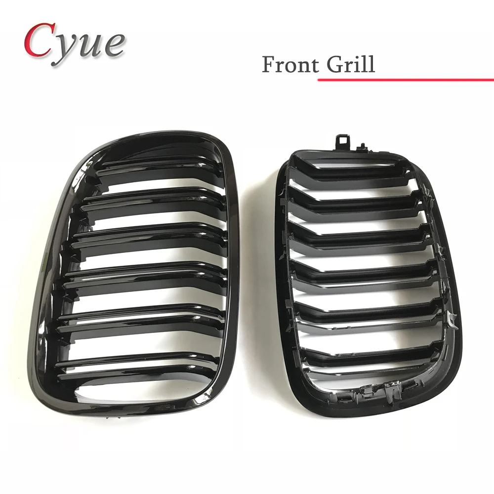 L + R блестящая черная двойная планка передняя решетка гриль для BMW X5 X6 E70 E71 2007 2013