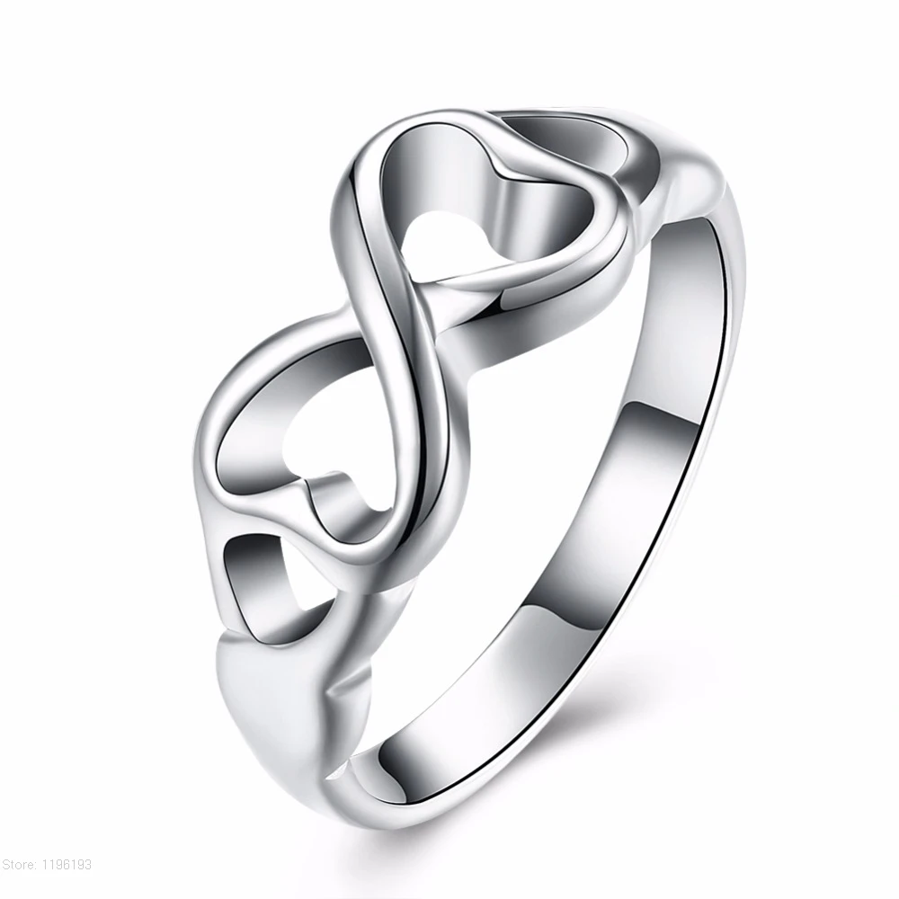 

925 Sterling Silver Infinity Ring Eternity Ring Charms Best Friend Gift Endless Love Symbol Fashion Double Heart Rings For Women
