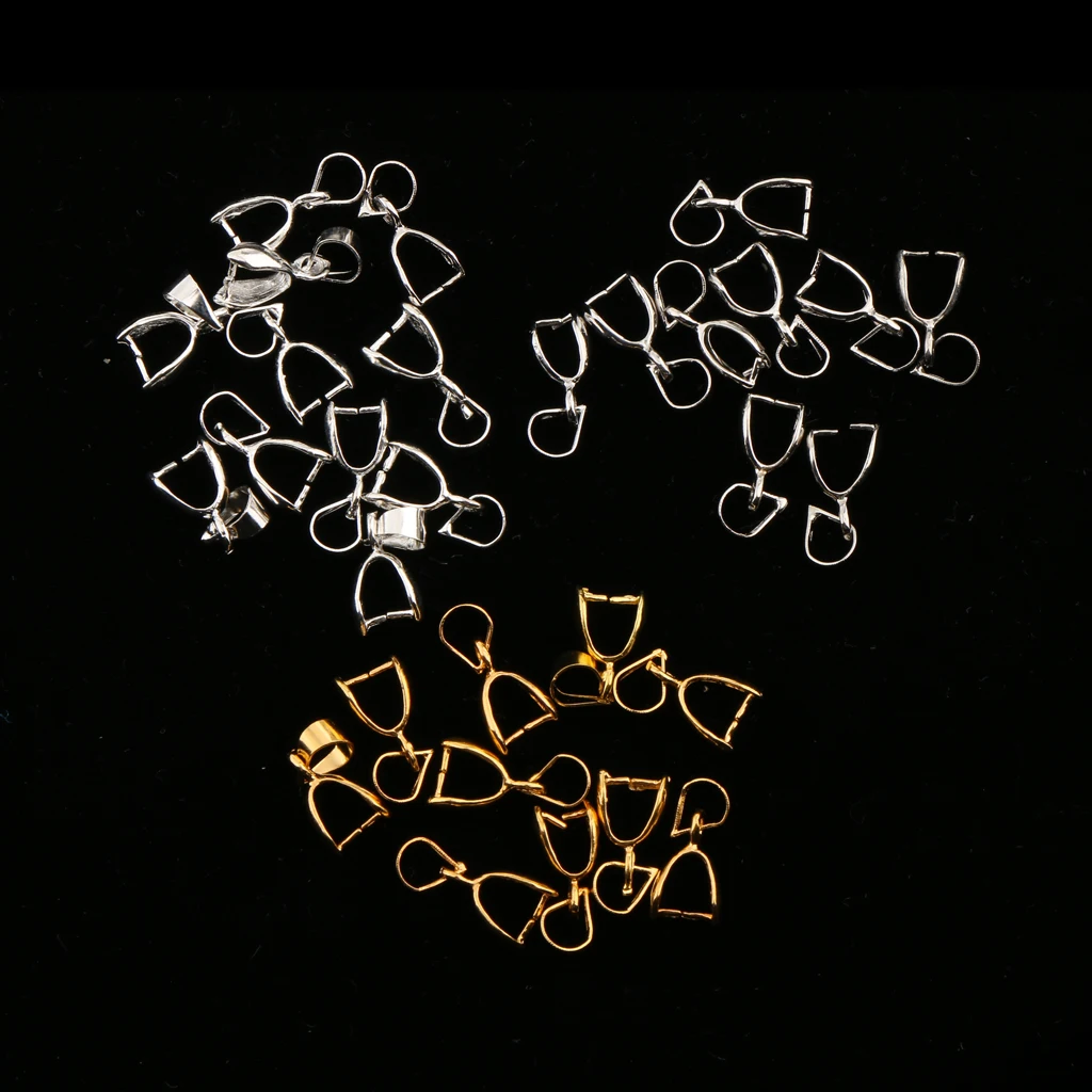 30pcs Assorted Charm Pendant Pinch Clip Bail Connector DIY Jewelry Findings