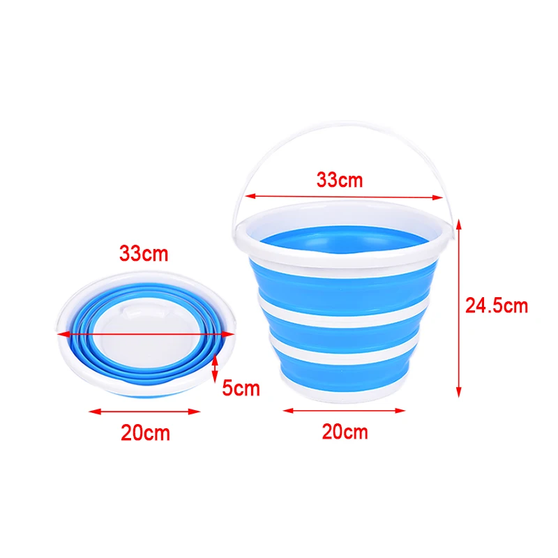 

Silicone Bucket For Fishing Promotion Folding Bucket Car Wash Outdoor Fishing Supplies Square 10L Bathroom Kitchen Camp Bucket